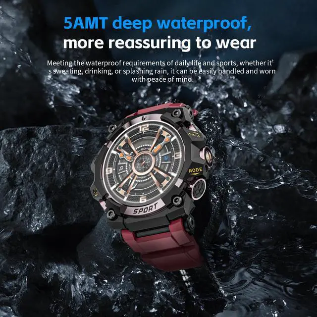 Alt view image 3 of 7 - LOKMAT ATTACK 3 PRO Smartwatch for Android and iPhone, IP68 Waterproof 100+ Sports Modes 1.39 Inch Round Screen with Bluetooth Call Function (Answer/Make Calls) with Flashlight Outdoor Sports Watch