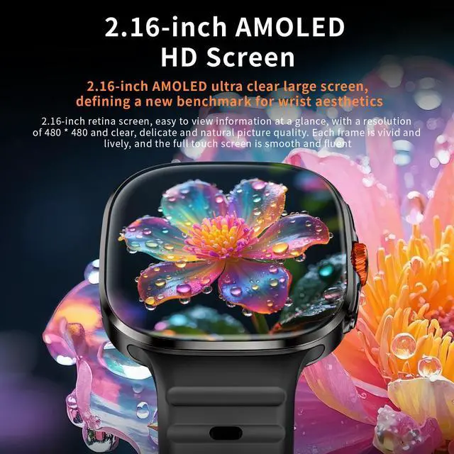 Alt view image 3 of 7 - LOKMAT APPLLP 6 MAX smart phone watch, 4G/5G phone card, full network WiFi, 2.16-inch AMOLED wide screen, 480*480 resolution, pull-out knob HD camera, multi-function black technology watch