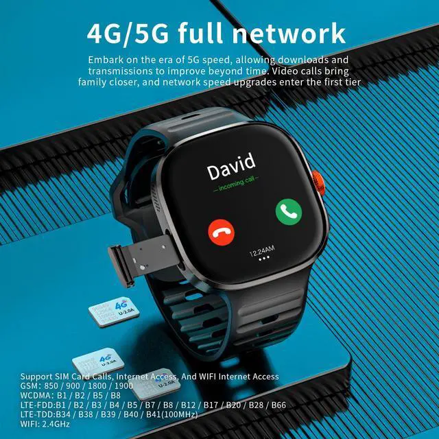 Alt view image 4 of 7 - LOKMAT APPLLP 6 MAX smart phone watch, 4G/5G phone card, full network WiFi, 2.16-inch AMOLED wide screen, 480*480 resolution, pull-out knob HD camera, multi-function black technology watch
