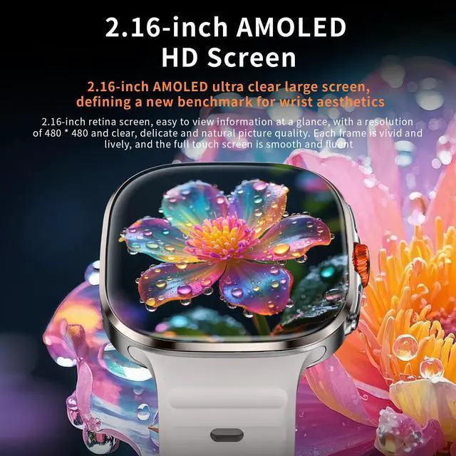 Alt view image 2 of 7 - LOKMAT APPLLP 6 MAX smart phone watch, 4G/5G phone card, full network WiFi, 2.16-inch AMOLED wide screen, 480*480 resolution, pull-out knob HD camera, multi-function black technology watch