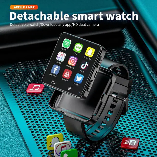 Alt view image 3 of 7 - LOKMAT APPLLP 2 MAX smartwatch 2.64 inch screen, 500W HD camera, detachable mini phone, insertable Sim card, independent call, WiFi Internet access, Android 11, MTK6761 motherboard RAM: 4GB + ROM: 64G