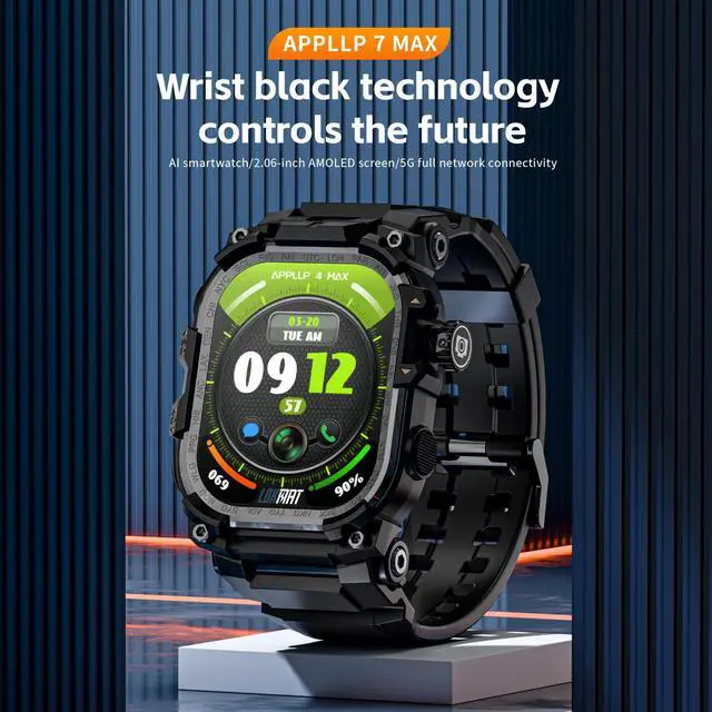 Alt view image 2 of 7 - LOKMAT APPLLP 7 MAX Smartphone Watch, 4G/5G SIM Card, Full Wi-Fi, 2.06-inch AMOLED Widescreen, 410*502 Resolution, Pull-out Knob HD Camera, Multi-function Black Technology Watch