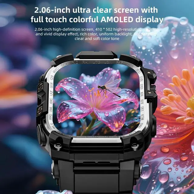 Alt view image 3 of 7 - LOKMAT APPLLP 7 MAX Smartphone Watch, 4G/5G SIM Card, Full Wi-Fi, 2.06-inch AMOLED Widescreen, 410*502 Resolution, Pull-out Knob HD Camera, Multi-function Black Technology Watch Silver