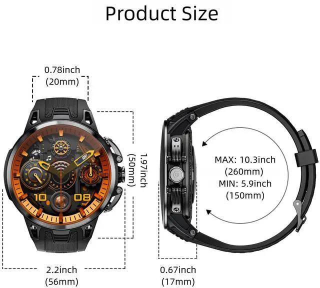 Alt view image 7 of 7 - LOKMAT APPLLP 4 PRO smart phone watch, 1.75-inch AMOLED screen, supports 4G/5G phone cards, compatible with Android and iPhon devices, 180° pull-out knob HD camera, cellular data network