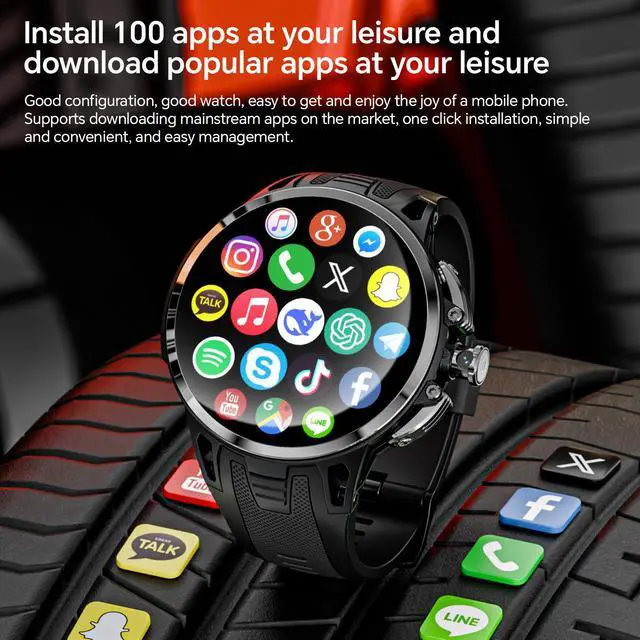 Alt view image 6 of 7 - LOKMAT APPLLP 4 PRO smart phone watch, 1.75-inch AMOLED screen, supports 4G/5G phone cards, compatible with Android and iPhon devices, 180° pull-out knob HD camera, cellular data network