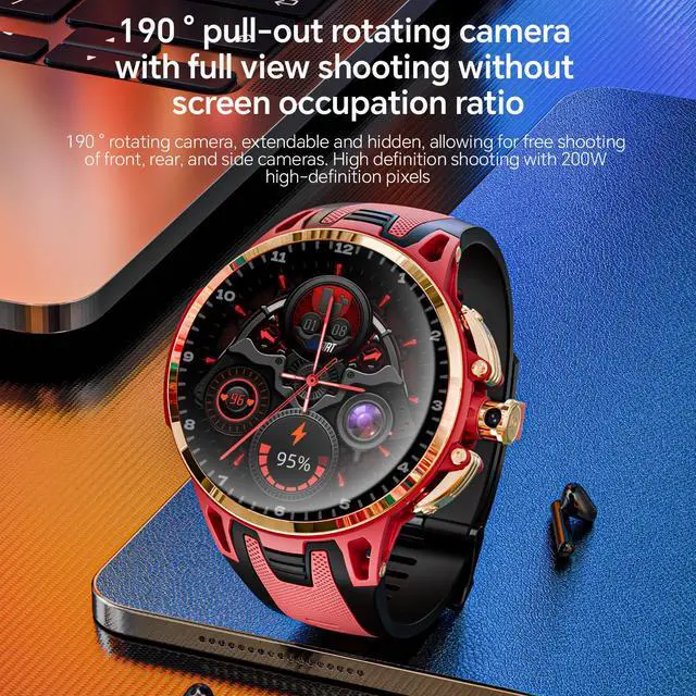 Alt view image 5 of 7 - APPLLP 4 PRO smart phone watch, 1.75-inch AMOLED screen, supports 4G/5G phone cards, compatible with Android and iPhon devices, 180° pull-out knob HD camera, cellular data network, Wi-Fi network conne