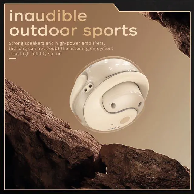Alt view image 2 of 6 - SOBAST open headset, ultra-comfortable, lightweight design, fit the ear, ergonomic earhooks, powerful bass, 36 hours of playback time, Bluetooth 5.3, application control, clear calls, wireless h Beige