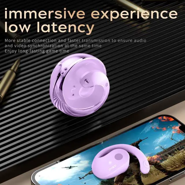 Alt view image 3 of 7 - SOBAST open headset, ultra-comfortable, lightweight design, fit the ear, ergonomic earhooks, powerful bass, 36 hours of playback time,  5.3, application control, clear calls, wireless  Purple