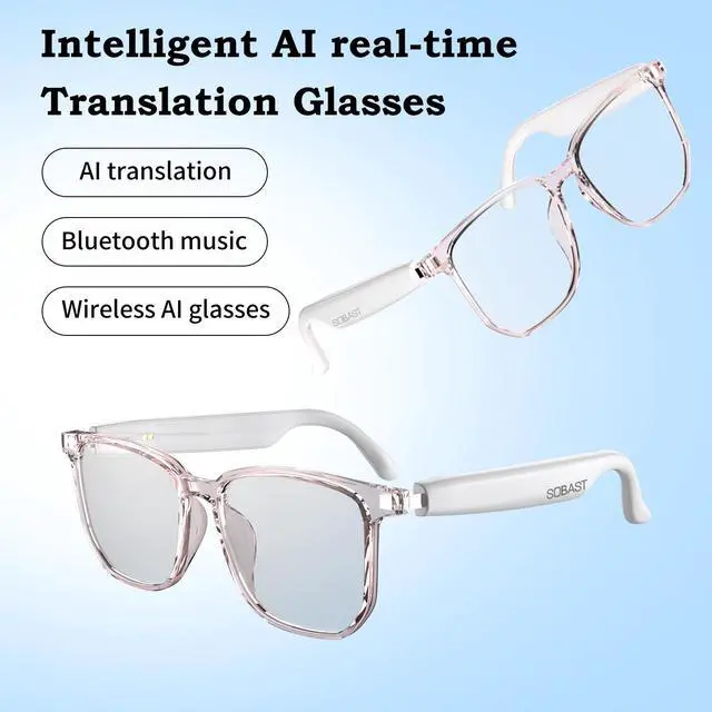 Alt view image 4 of 7 - SOBAST S-G1pro Smart Headset Open Headset 5.4 HD Hands-Free Communication HIHF Compatible Apple Android Magnetic Charging AI Translation For Office Driving Sports Black & White