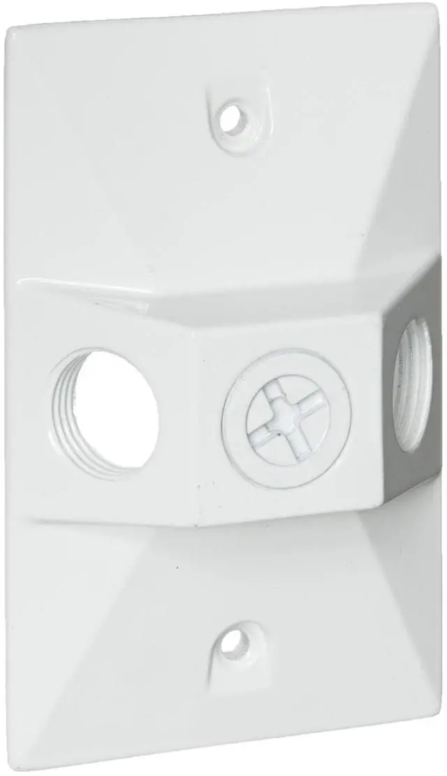 Main image of RAB Lighting R14-3W Rectangular Weatherproof Metal Cover with 3 Hole, Aluminum, 4-5/8" Length x 2-7/8" Width, White