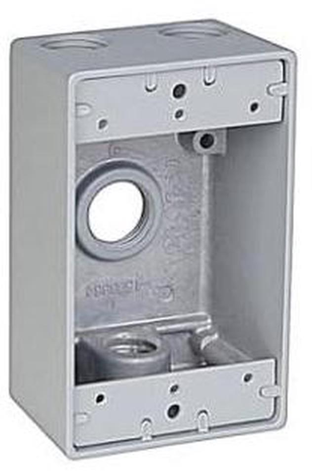 Main image of Red Dot IH4-1-LM Device Outlet Box, 1 Gang, 4 Hub, 2-13/16-Inch Width by 2-Inch Depth by 4-9/16-Inch Height, Silver