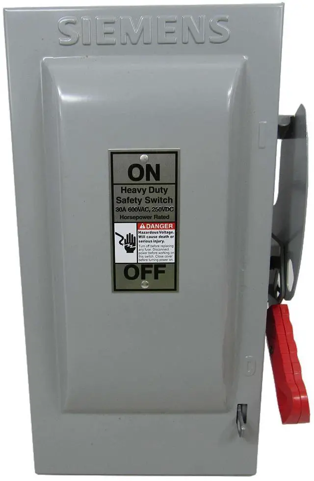 Main image of Siemens HF361 30-Amp 3 Pole 600-volt 3 Wire Fused Heavy Duty Safety Switches