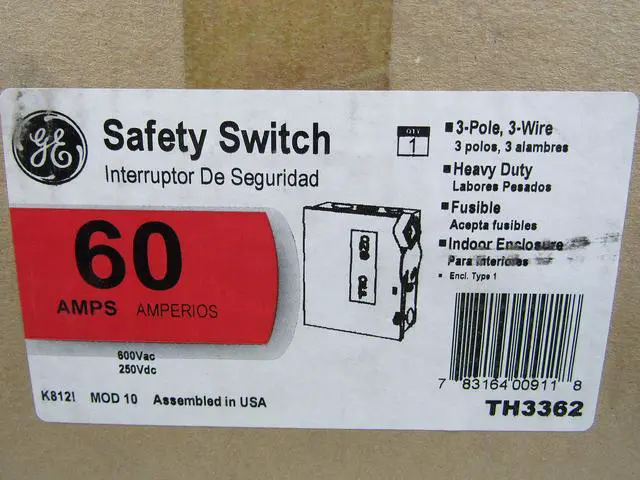 Alt view image 2 of 8 - GE TH3362 60A 600V 3P Heavy Duty Indoor Fusible Switch