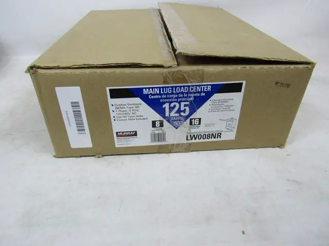 Alt view image 6 of 7 - Murray LW008NR Murray 8 Space, 16 Circuit, 125 Amp, Main Lug, Flush Mount, Outdoor Load Center,