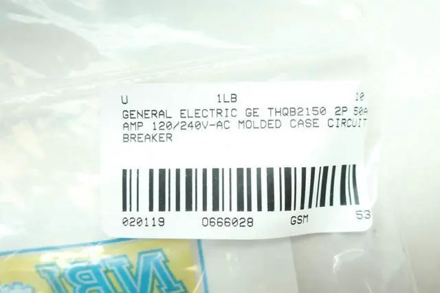 Alt view image 6 of 6 - GE THQB2150 Miniature Circuit Breaker, THQB Series, 50A, 2 Pole, 120/240V AC,