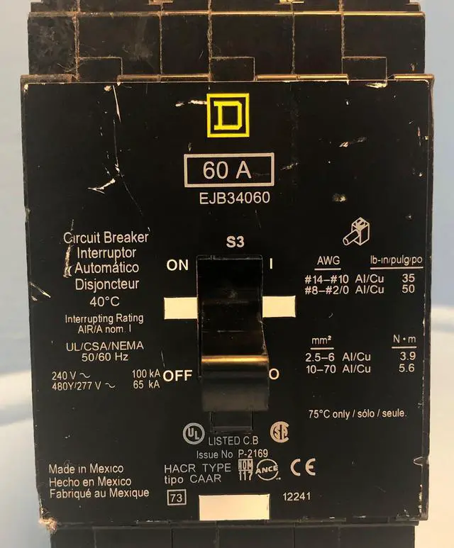 Alt view image 2 of 6 - EJB34060 Circuit Breaker 65K Rated, Square D