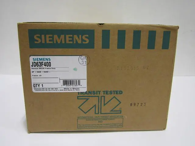 Alt view image 2 of 2 - SIEMENS JD63F400 Frame, Breaker JD 3P 400A 600V 25kA FR, Black
