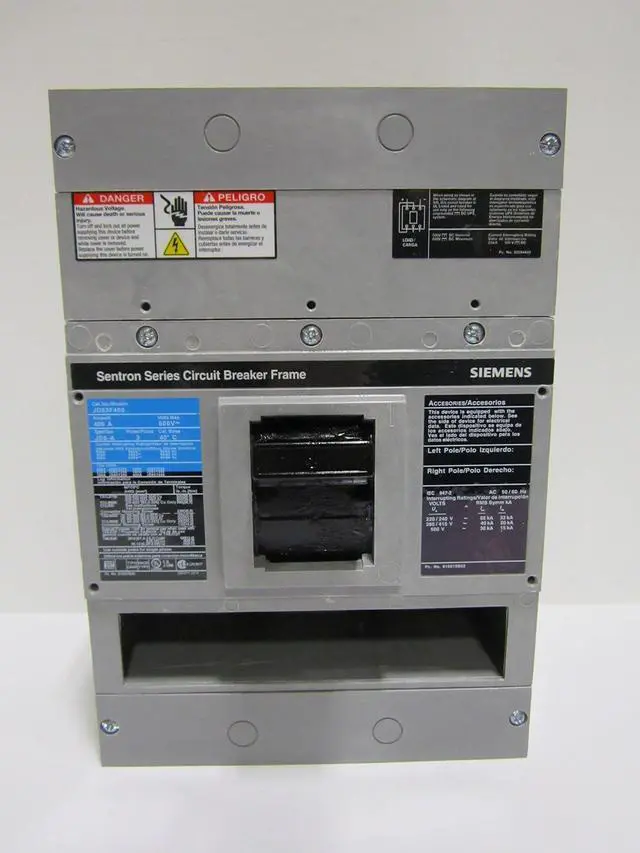 Main image of SIEMENS JD63F400 Frame, Breaker JD 3P 400A 600V 25kA FR, Black