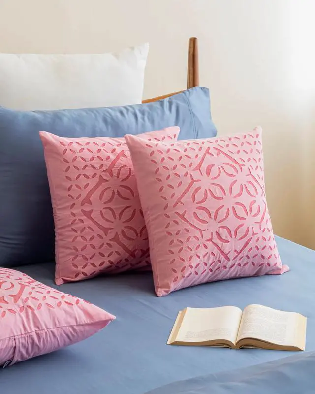 Main image of Expobazaar Cushion Cover Applique Makhana Design, Set Of 2