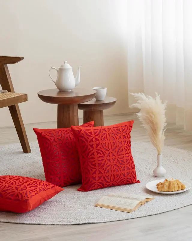 Main image of Expobazaar Cushion Cover Applique Ball Design, Set Of 2