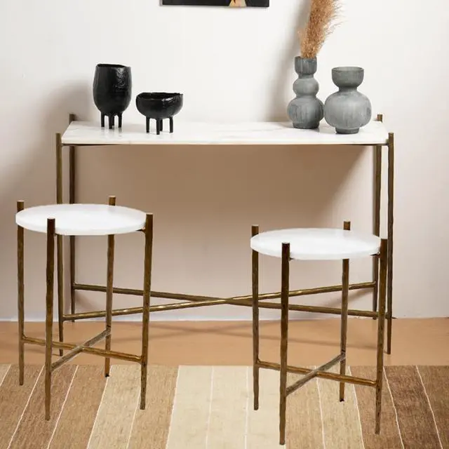 Main image of Expobazaar Marble Top Console with 2 Side Tables