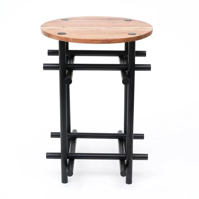 Alt view image 3 of 5 - Expobazaar Wood & Iron Side Table