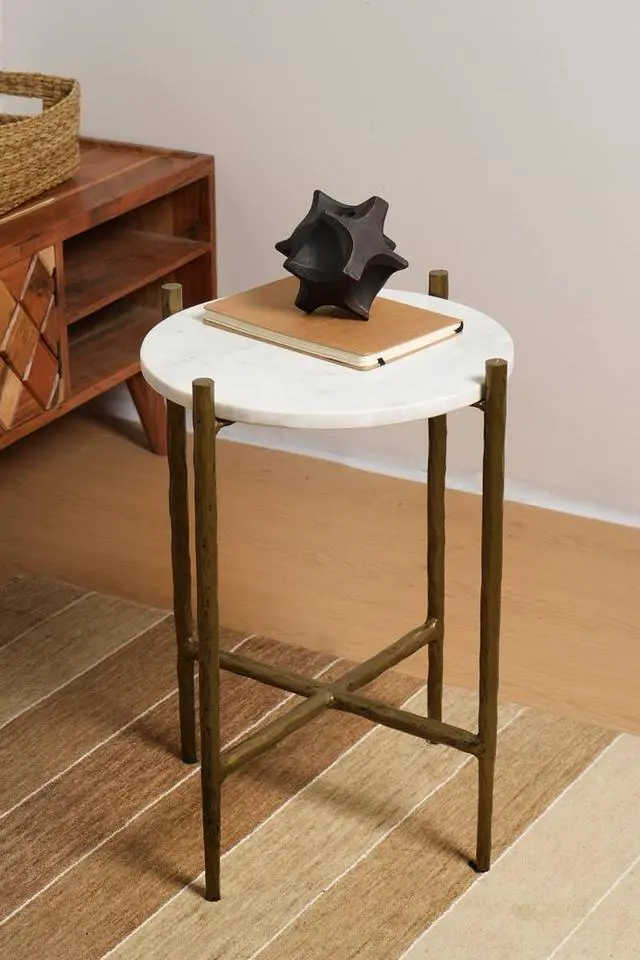 Alt view image 4 of 5 - Expobazaar Marble Top Console with 2 Side Tables