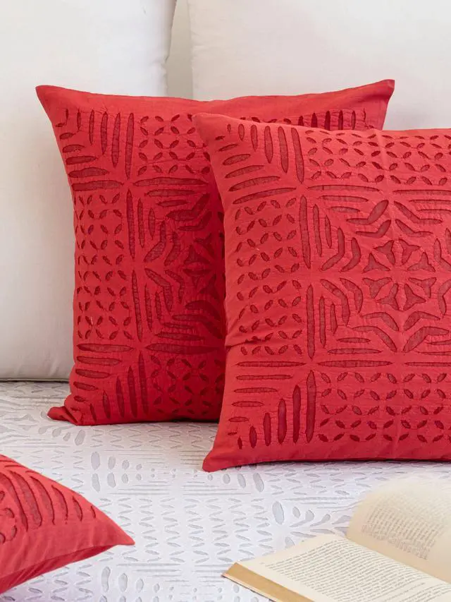 Alt view image 2 of 6 - Expobazaar Cushion Cover Applique Gulchand Design, Set Of 2