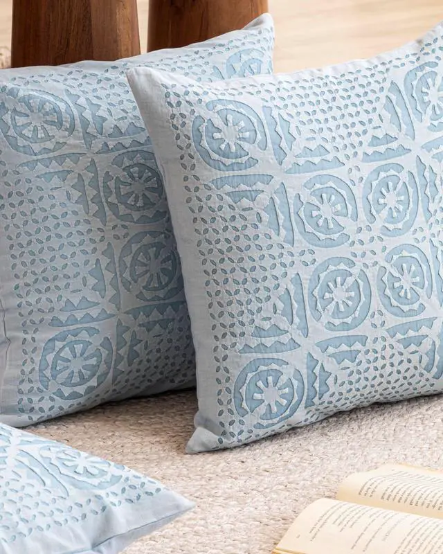 Alt view image 2 of 5 - Expobazaar Cushion Cover Applique Baarik Design, Set Of 2