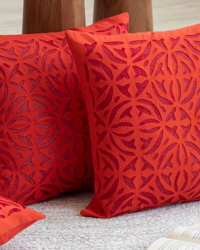Alt view image 2 of 5 - Expobazaar Cushion Cover Applique Ball Design, Set Of 2