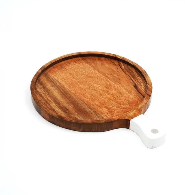 Alt view image 3 of 4 - ExpoBazaar Handmade  Antique Round Wooden Cutting Board/Cheese Board