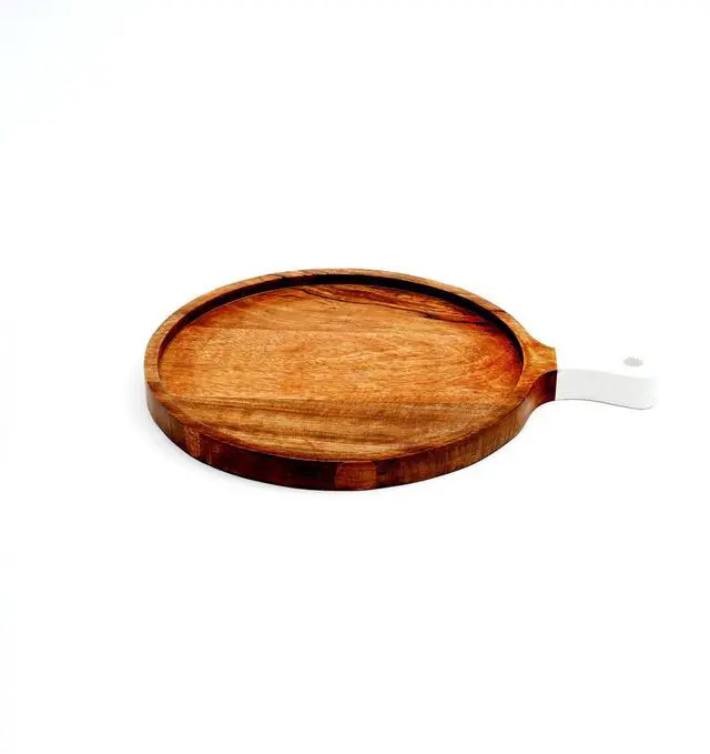 Alt view image 4 of 4 - ExpoBazaar Handmade  Antique Round Wooden Cutting Board/Cheese Board