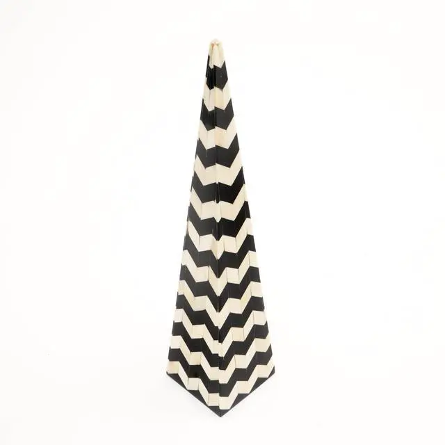 Alt view image 2 of 5 - ExpoBaazar Decorative Objects/Zigzag Pattern Black & White Cone Pillar/Tabletop Decorative Item