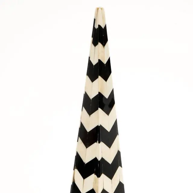 Alt view image 4 of 5 - ExpoBaazar Decorative Objects/Zigzag Pattern Black & White Cone Pillar/Tabletop Decorative Item