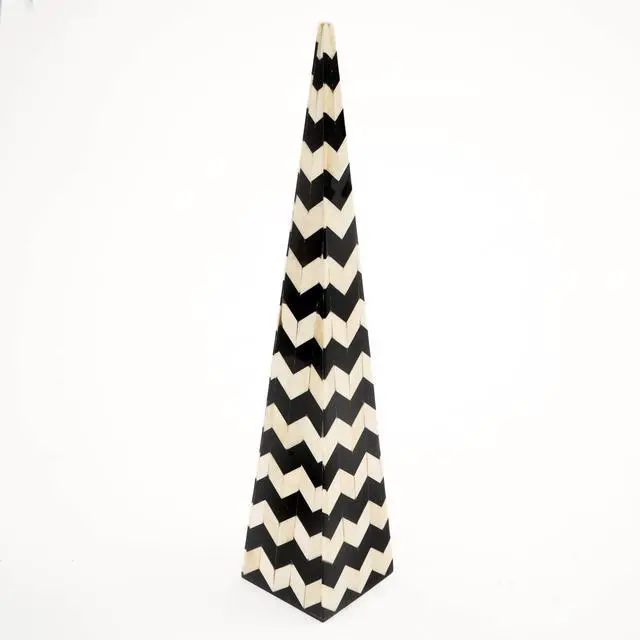 Alt view image 3 of 5 - ExpoBaazar Decorative Objects/Zigzag Pattern Black & White Cone Pillar/Tabletop Decorative Item
