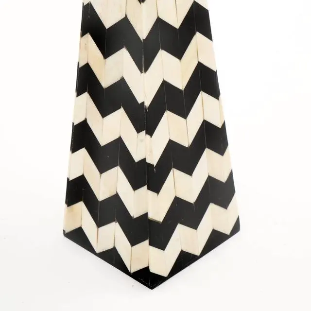 Alt view image 5 of 5 - ExpoBaazar Decorative Objects/Zigzag Pattern Black & White Cone Pillar/Tabletop Decorative Item