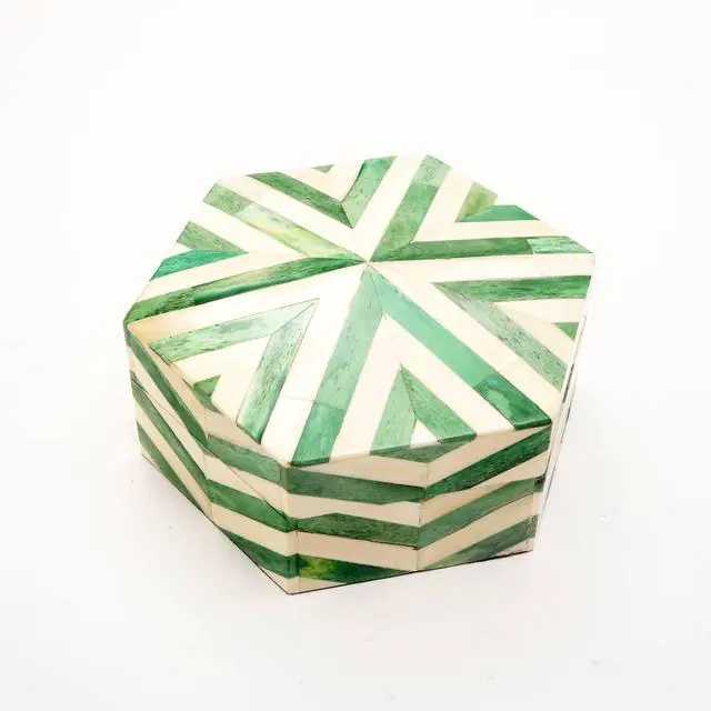 Alt view image 2 of 4 - ExpoBazaar Zigzag Pattern Hexagon Shape Storage box/Decorative Box-6.5X6.5X3"