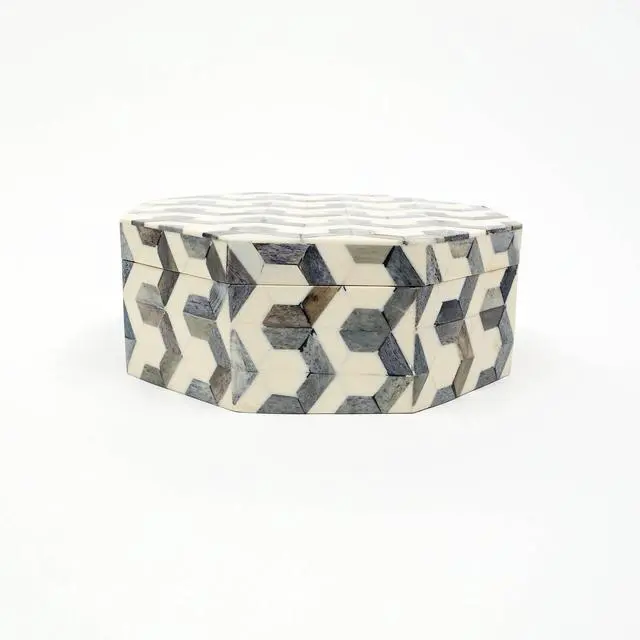 Alt view image 2 of 5 - ExpoBazaar U Pattern Hexagon Shape Storage box/Decorative Box-7.5X7.5X3"