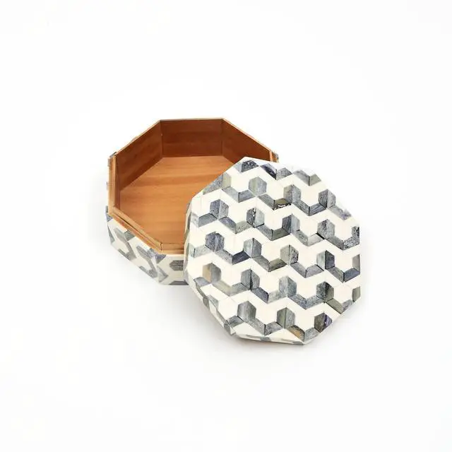 Alt view image 5 of 5 - ExpoBazaar U Pattern Hexagon Shape Storage box/Decorative Box-7.5X7.5X3"