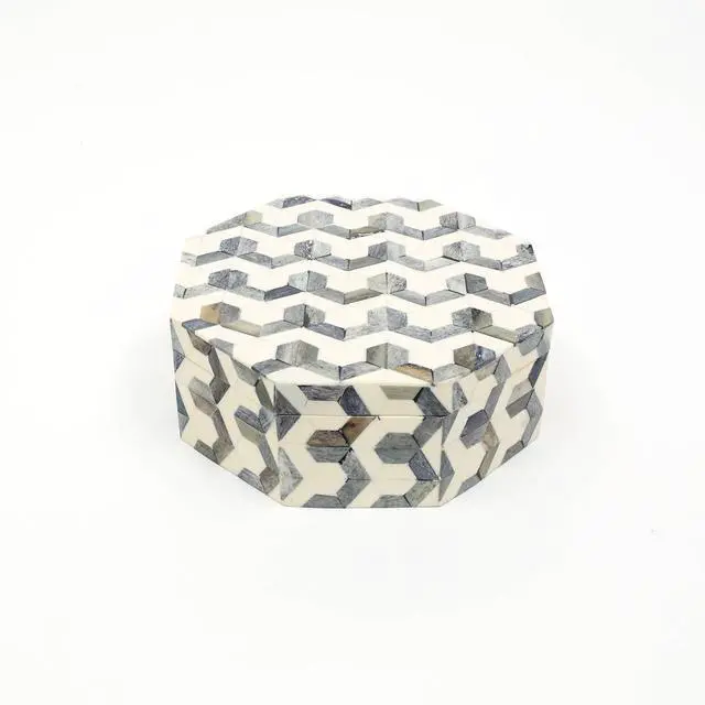Alt view image 3 of 5 - ExpoBazaar U Pattern Hexagon Shape Storage box/Decorative Box-7.5X7.5X3"