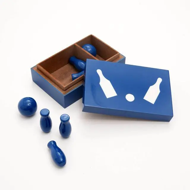 Alt view image 5 of 5 - ExpoBazaar Blue Bowling Game Box  Decorative Mini Bowling Set