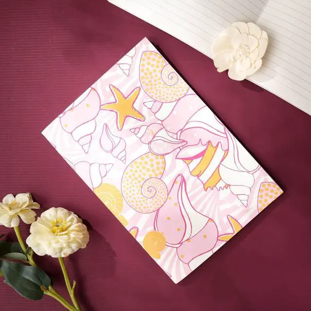Main image of ExpoBazaar Soft Cover Orange Seashells Note Book - Pack of 5