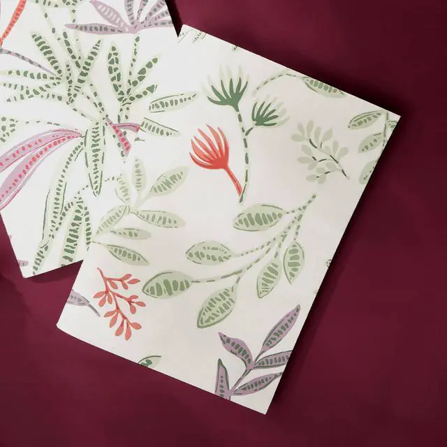 Main image of ExpoBazaar Soft Cover Off white/Green Flowers Note Book - Pack of 5