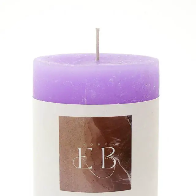 Alt view image 4 of 6 - ExpoBazaar Rustic Pillar Candle (3" x 5")  Purple | Elegant & Long-Lasting Wax Candle for Home Décor | Warm Glow for Relaxation, Celebrations & Everyday Use | Perfect for Centerpiece