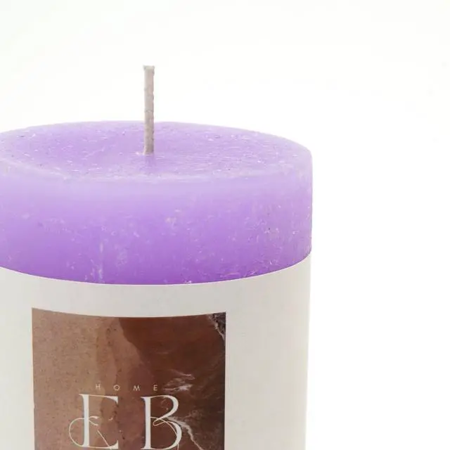 Alt view image 5 of 6 - ExpoBazaar Rustic Pillar Candle (3" x 5")  Purple | Elegant & Long-Lasting Wax Candle for Home Décor | Warm Glow for Relaxation, Celebrations & Everyday Use | Perfect for Centerpiece