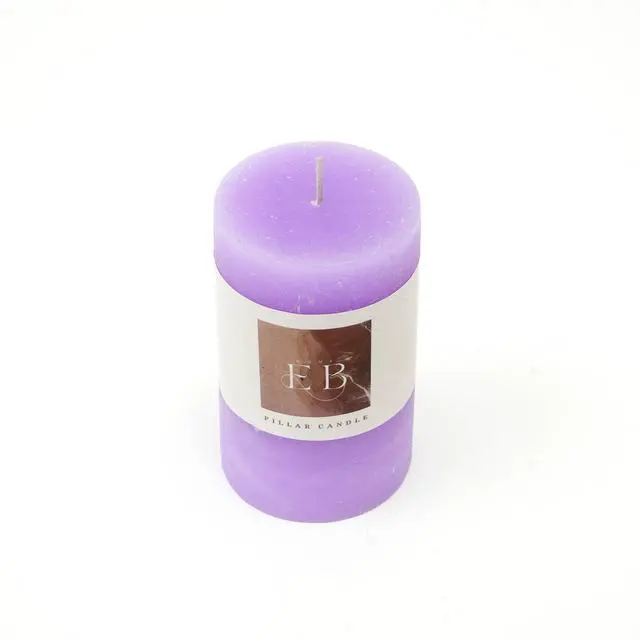 Alt view image 3 of 6 - ExpoBazaar Rustic Pillar Candle (3" x 5")  Purple | Elegant & Long-Lasting Wax Candle for Home Décor | Warm Glow for Relaxation, Celebrations & Everyday Use | Perfect for Centerpiece