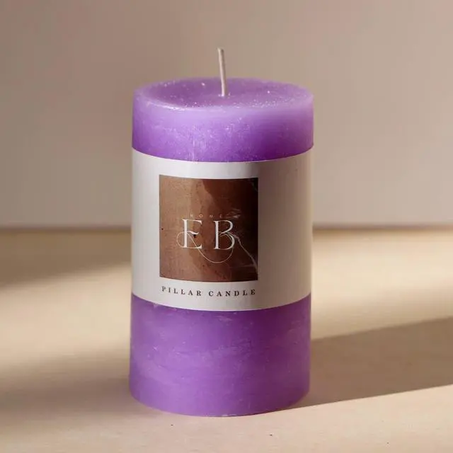 Main image of ExpoBazaar Rustic Pillar Candle (3" x 5")  Purple | Elegant & Long-Lasting Wax Candle for Home Décor | Warm Glow for Relaxation, Celebrations & Everyday Use | Perfect for Centerpiece
