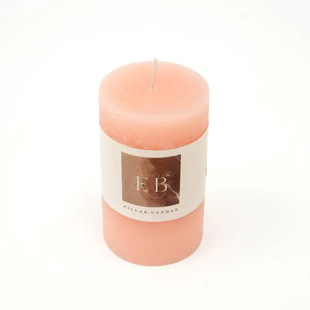 Alt view image 3 of 6 - ExpoBazaar Rustic Pillar Candle (3" x 5")  Pink | Elegant & Long-Lasting Wax Candle for Home Décor | Soft Glow for Relaxation, Celebrations & Everyday Use | Perfect for Centerpieces & Lanterns