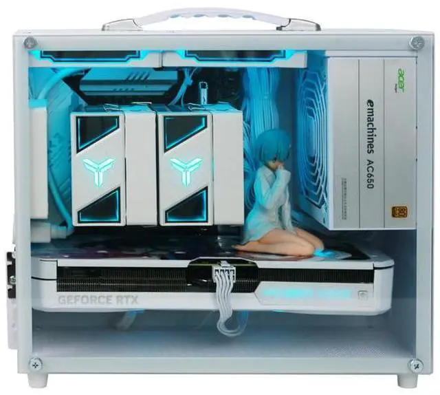 Alt view image 4 of 7 - Gintol A600 micro atx case/mini itx case computer case small chassis , portable, side-transparent glass, supports ATX power supply, 328mm graphics card length limit, desktop computer pc case shell