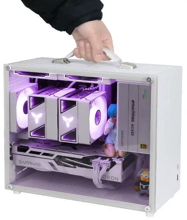 Alt view image 3 of 7 - Gintol A600 micro atx case/mini itx case computer case small chassis , portable, side-transparent glass, supports ATX power supply, 328mm graphics card length limit, desktop computer pc case shell